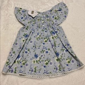 Mud Pie blue floral dress. 9 mo